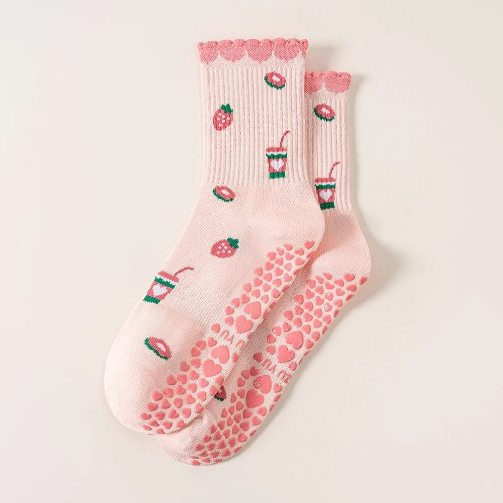 Strawberry & Mocha Non-Slip Grip Socks