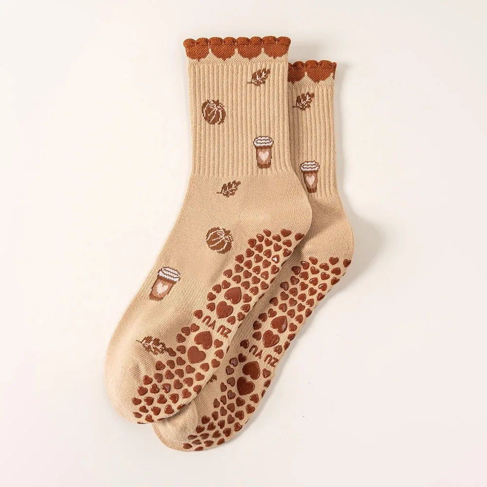 Strawberry & Mocha Non-Slip Grip Socks
