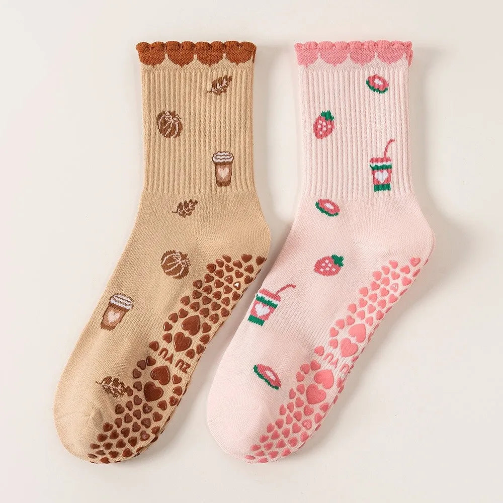 Strawberry & Mocha Non-Slip Grip Socks